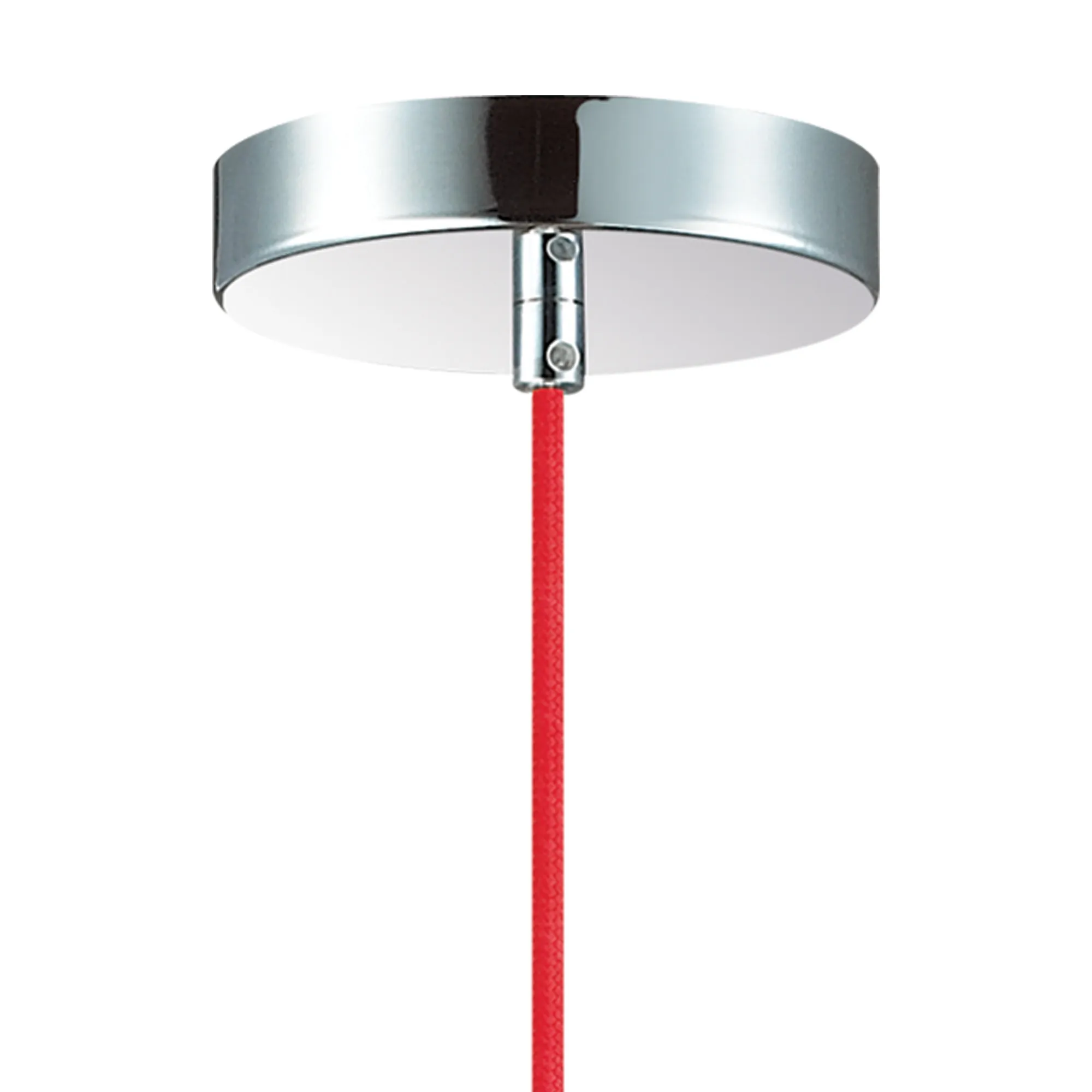Dreifa 1.5m Single Pendant, 1 x E27, Polished Chrome/Red Braided Cable (Maximum Load 1.5kg) D0174  Deco Dreifa Pendant
